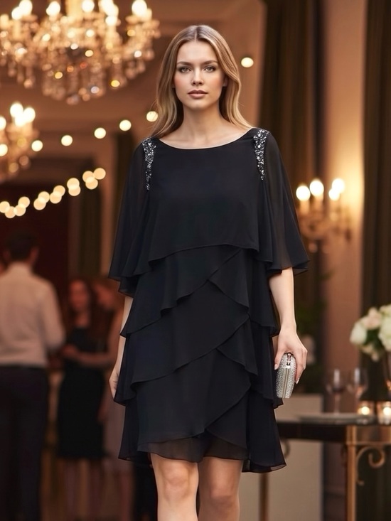 S.L. Fashions Dresses & Skirts - SLNY Dress Chiffon Cocktail Cape